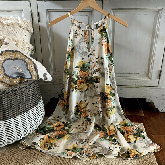 New Layering Tunic Floral Tank Dress Halter Top - Picture 3 of 7